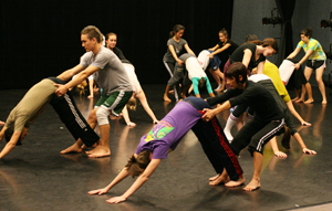students in yoga class